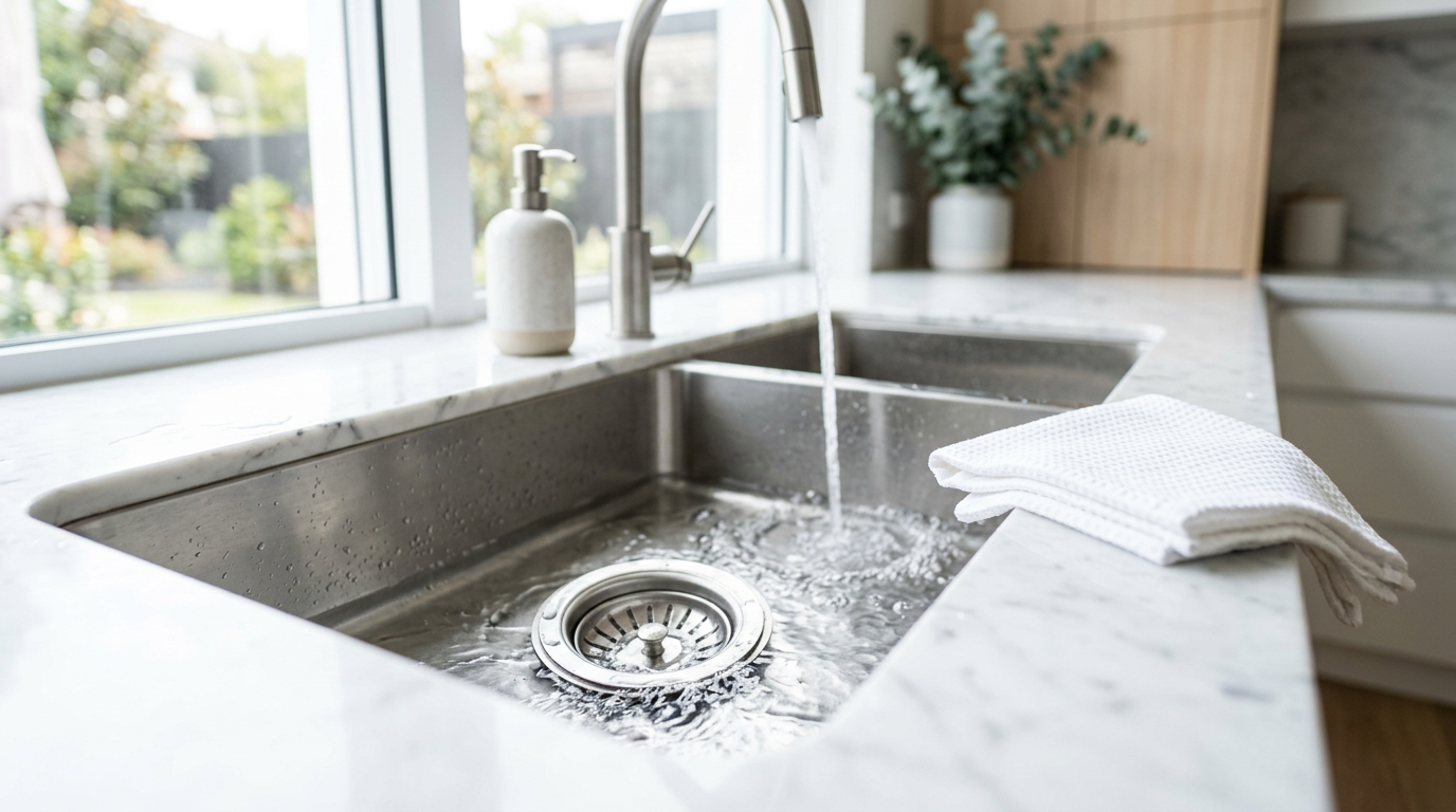 Modern kitchen sink drain