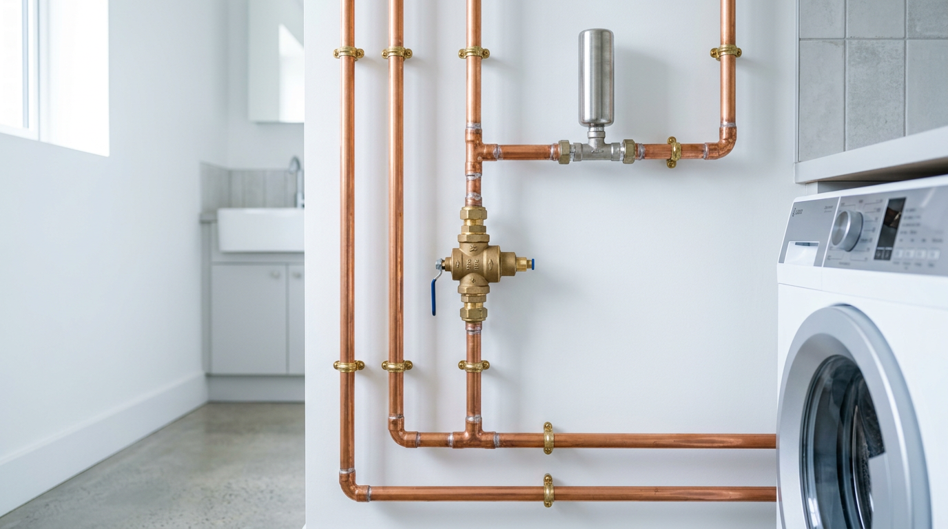 Copper pipes with water hammer arrestor